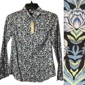 J Crew Liberty of London Button up Shirt AE845 00 Sea Grass Floral Print
